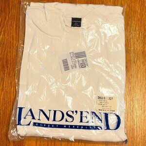 Lands' End Men's Size XL 60% Cotton/40% Polyester L/S Mock Turtle T-Shirt. White